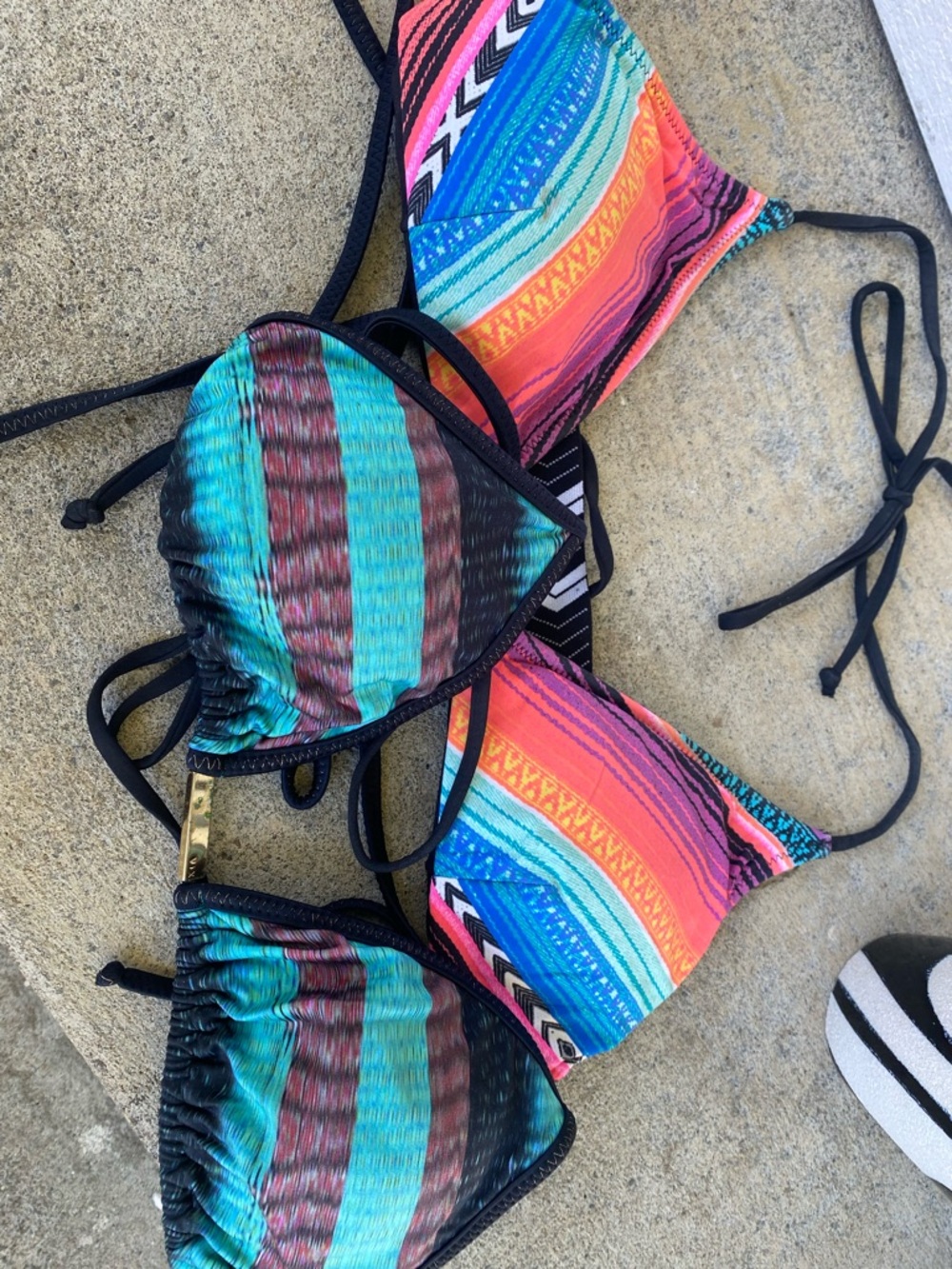 Colorful Striped Triangle Bikini Top(s) - Picture 7 of 7